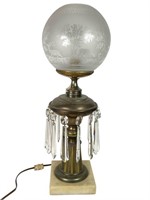 Electrified Etched Glass Globe & Prism Lamp
