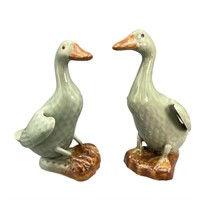 Vintage Chinese Import Celedon Glazed Ducks