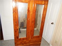 Full Cedar Armoire with Double Mirrored Doors