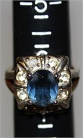 Vintage Light Blue Gem Ring 14K & 18K Sz 6.5