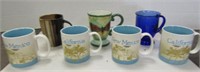7 Collectable Coffee Mugs Starbucks & Blue Glass