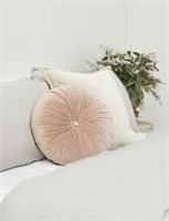 Rose coloured Velvet Button Tufted Throw Pillow