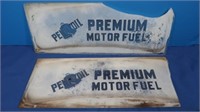 2 Vintage Glass Pennzoil Premium Motor Fuel Signs