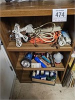 Sm shelf 42" t x 25" x 10" w/ cords, lights &tapes