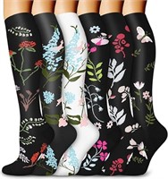 BLONGW 6 Pairs Knee High Compression Socks for