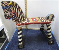VINTAGE GONG BELL RIDE-ON TOY ZEBRA