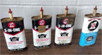 4) Vintage 3 In 1 Household Oil Cans