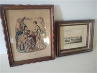 Pair of very old small framed wall hangings
