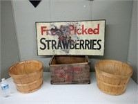 BUSHEL BASKETS,SMITH APPLE CRATE & LG.TIN SIGN