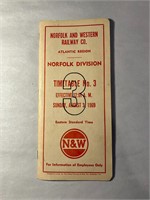 Norfolk and Western Time Table - Aug. 1969