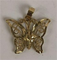 14K Yellow Gold Butterfly Pendant