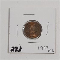 1947 M Canadian .01 cent (MS62) Red & Brown