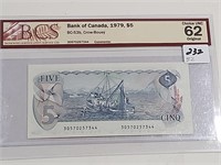 1979 5 Dollar Canadian Note graded choice