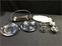 Silver look plates, serving dish, platter, ashcans