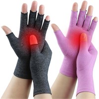 2 Pairs Fingerless Arthritis Gloves for Women Men,
