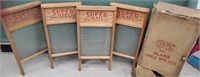 Set of 4 old store stock washboards with the