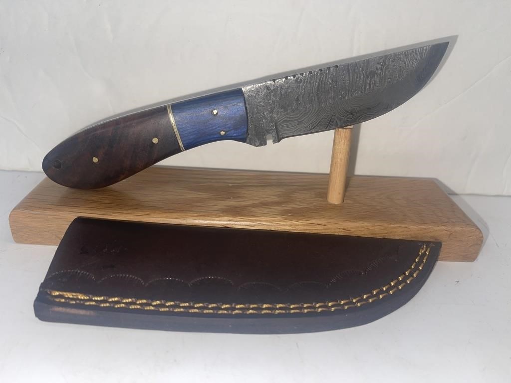 8” Hand Made Damascus Style Fixed Blade
