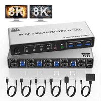 NEW $160 Displayport USB 3.0 KVM Switch 8K 4 Ports