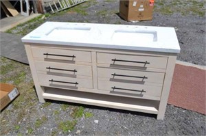 60in. Marble Top Vanity with Double Basin Sink