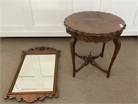 Mahogany Center Table & Chippendale Style Mirror