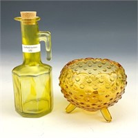 Vintage Amber Hobnail & Yellow Bottle Lot