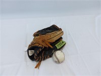 Mizuno baseball glove and ball