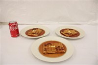 3 Decorative Plates w/ Waffles & Syrup