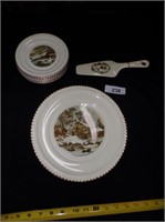 Currier & Ives Cake Set - Cake Plate, Cutter &