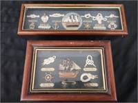 Lot of 2 Ship Themed Shadow Boxes