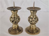 Pair of Brass Decorative Candle Holders