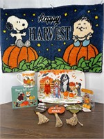 Halloween Decor, Fall Dog Platter, Snoopy Mat