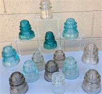 ASSORTED GLASS INSULATORS DIFFERENT SIZES LOT