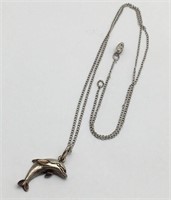 Sterling Silver Necklace & Dolphin Pendant