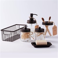 Premium Mason Jar Bathroom Accessories Set (6PCS)