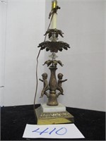 35" ART DECO METAL AND MARBLE TABLE LAMP