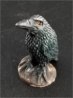 Beautifully colorized antler raven 3/4" tall impor