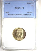 1977-D Nickel MS67+ FS LISTS $8000