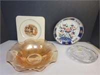 4x Vintage glassware decor bowls and ashtray