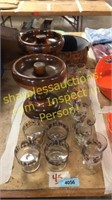 Decorative wood bowls, glassware