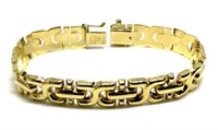 14K Gold Geometric Design Link Bracelet.