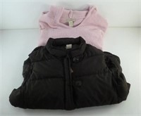Down Vest (Brown) & Pink Knit Hoodie - Both