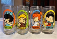 Set of 4 Vintage Flintstone Kids Glasses-1986