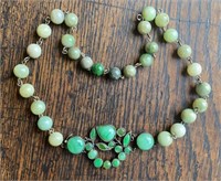 Art Nouveau Style Chinese Silver & Jade Necklace