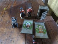 CAST IRON AMISH FIGURINES, PICTURES, ARMY SAFE