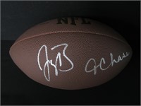 JOE BURROW JA'MARR CHASE SIGNED FOOTBALL COA