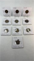 (10) 1800s FLYING EAGLE ONE CENT COINS