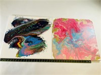 2pcs abstract paintings