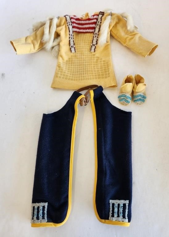 Handmade Beaded Leather Indian Doll Outfit