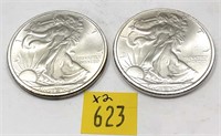 x2- .999 silver rounds, -x2 rounds, SOLD by the