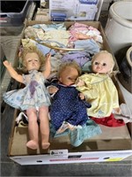 2 large boxes of dolls & clothes